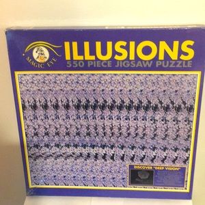 Illusions Magic Eye Jigsaw Puzzle NEW 550 Piece Purple Flower 3-D Computer Art